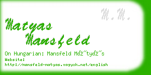 matyas mansfeld business card